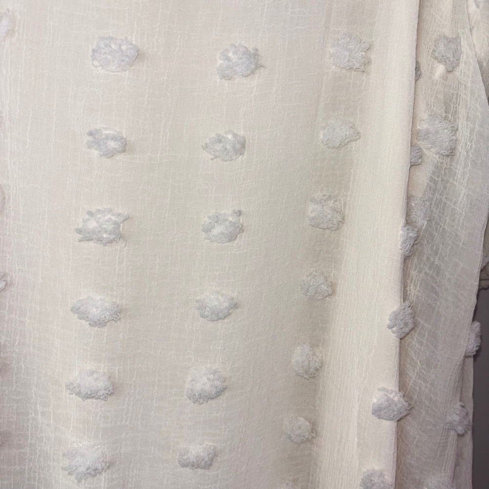 Böhme White Swiss Dot Mini Dress Square Neck Tiered Short Puff Sleeve Small - Picture 7 of 9